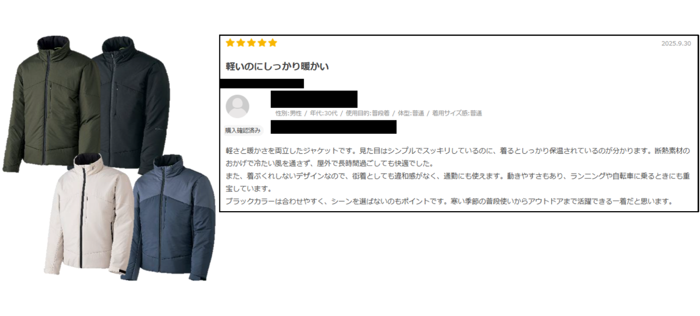 第３位　エックスシェルター(R)断熱αウォームジャケット