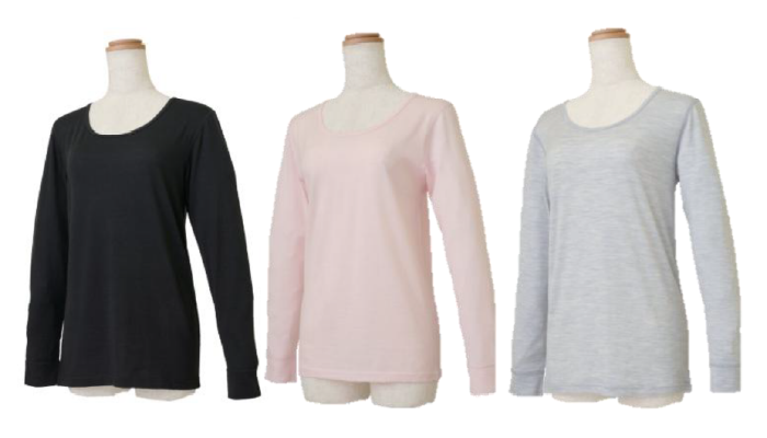 レディースメリノウール100長袖クルーネック